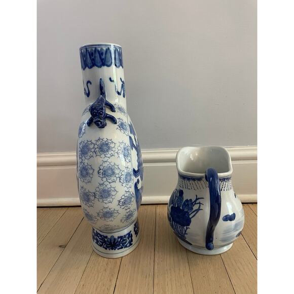 Two's Company Canton Collection Blue & White Vase & Pitcher - Picture 4 of 12